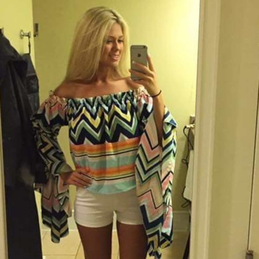 Colorful off the shoulder top